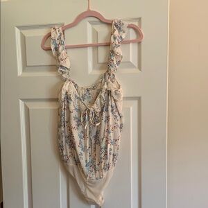 Floral Lace Trim Shapewear Bodysuit